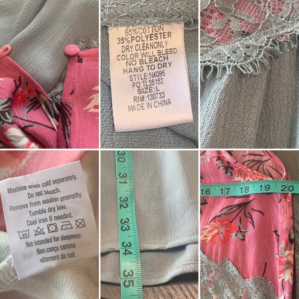 Umgee | Sleeveless Shift Keyhole Dress | Floral Print & Lace Bodice | Sage-Mint - Picture 13 of 15